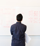 man standing near whiteboard